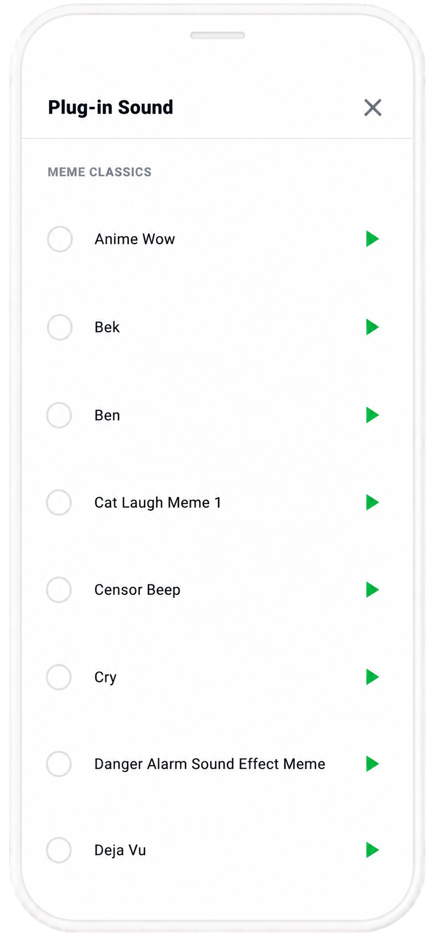 TenxyCharge voice pack selection screen